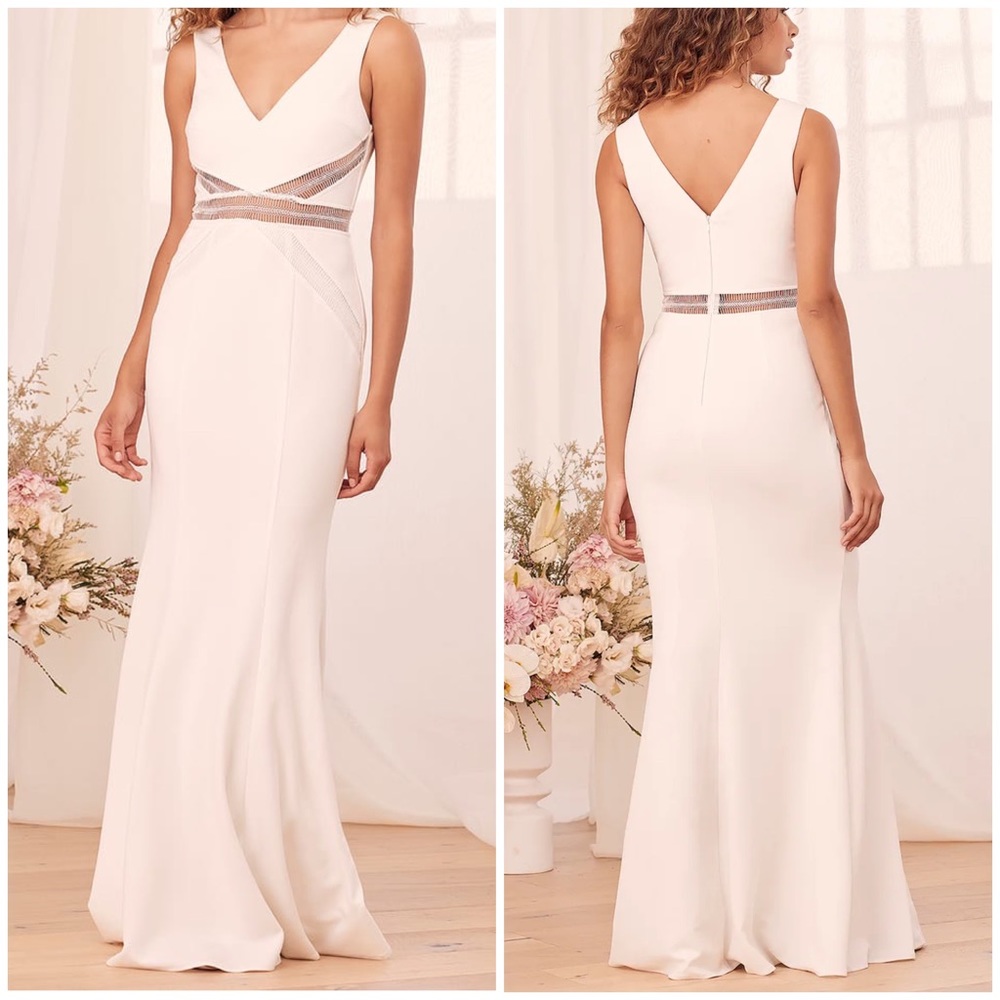 Lulu’s white wedding dress white evening gown